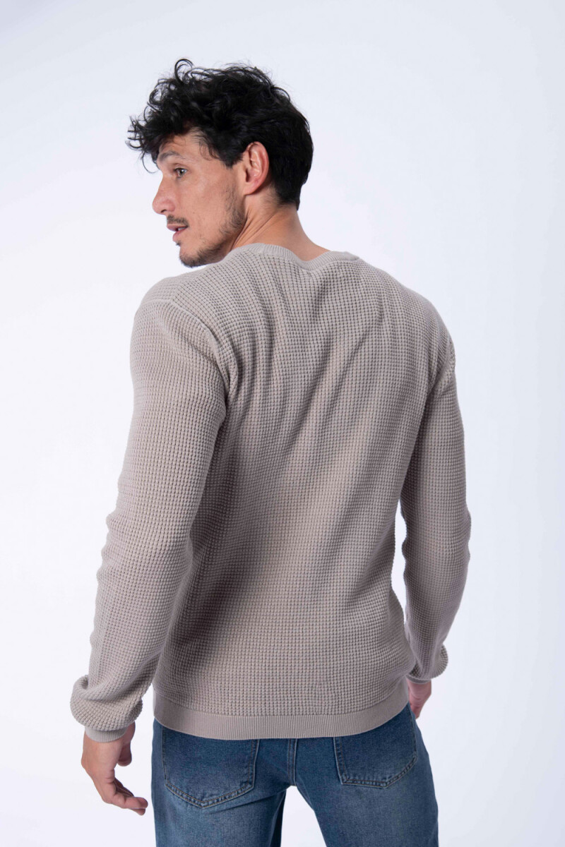 Buzo punto textura cuadros Taupe