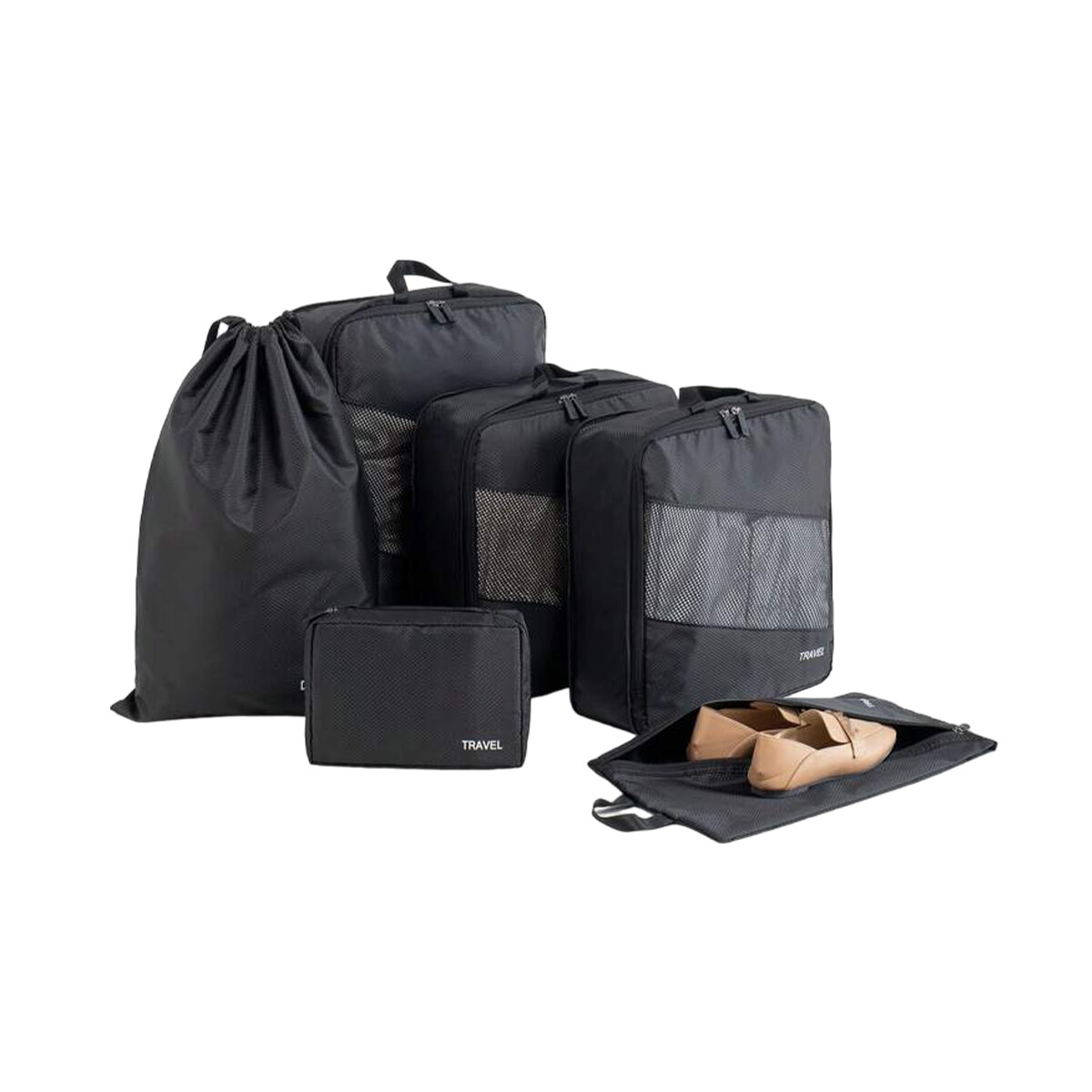 Set De 6 Organizadores De Ropa Para Viaje - Negro 