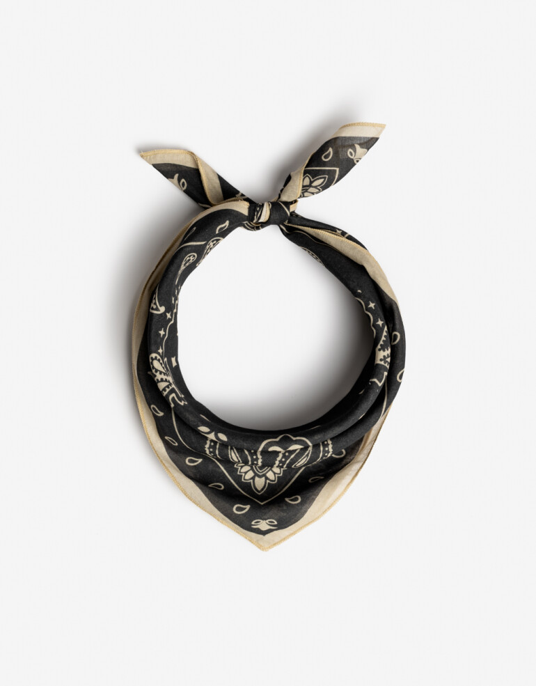 Pañuelos Raso Estampados Varios Pañuelo Estampa Paisley Negro - Negro
