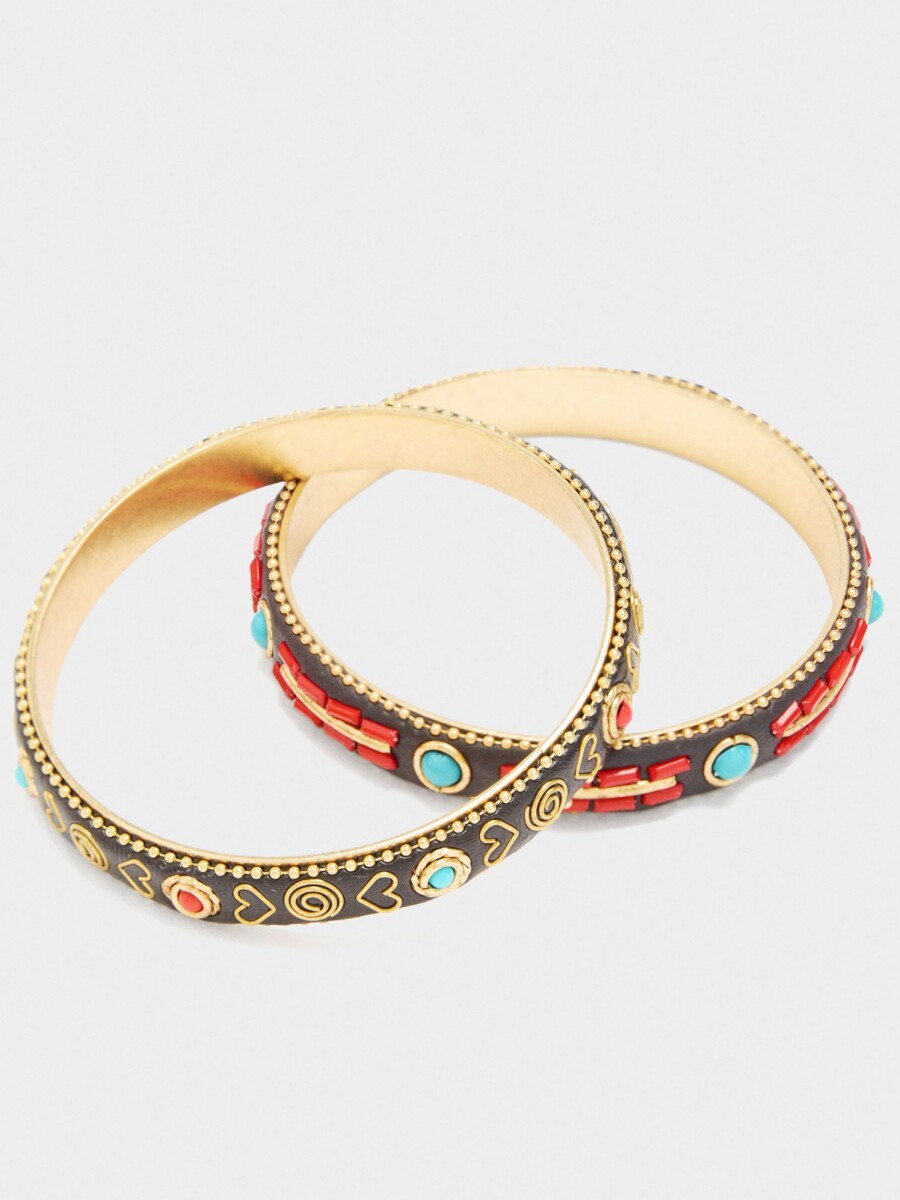 Set De Pulseras Rígidas Con Detalles De Color multicolor