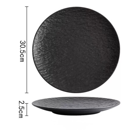 Plato Cerámica Negra - Línea Black Stone – Ø30.5 x 2.5 cm Plato Cerámica Negra - Línea Black Stone – Ø30.5 x 2.5 cm