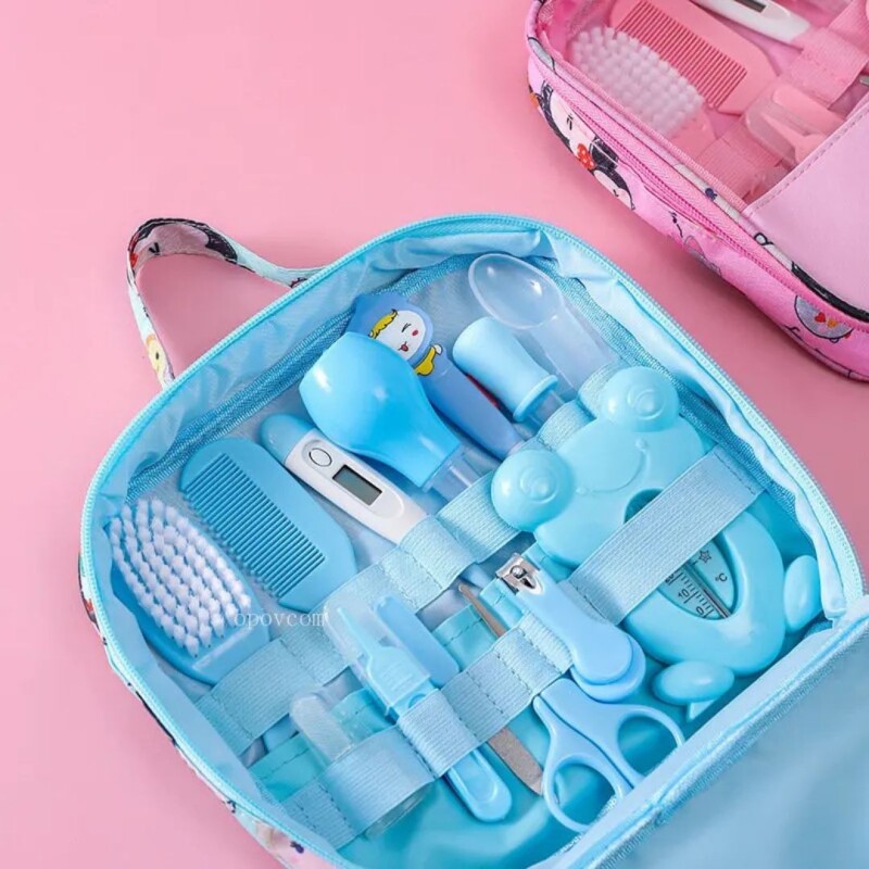 Set Higiene Bebé Cuidado Salud Kit 14 Piezas Completo Color Celeste