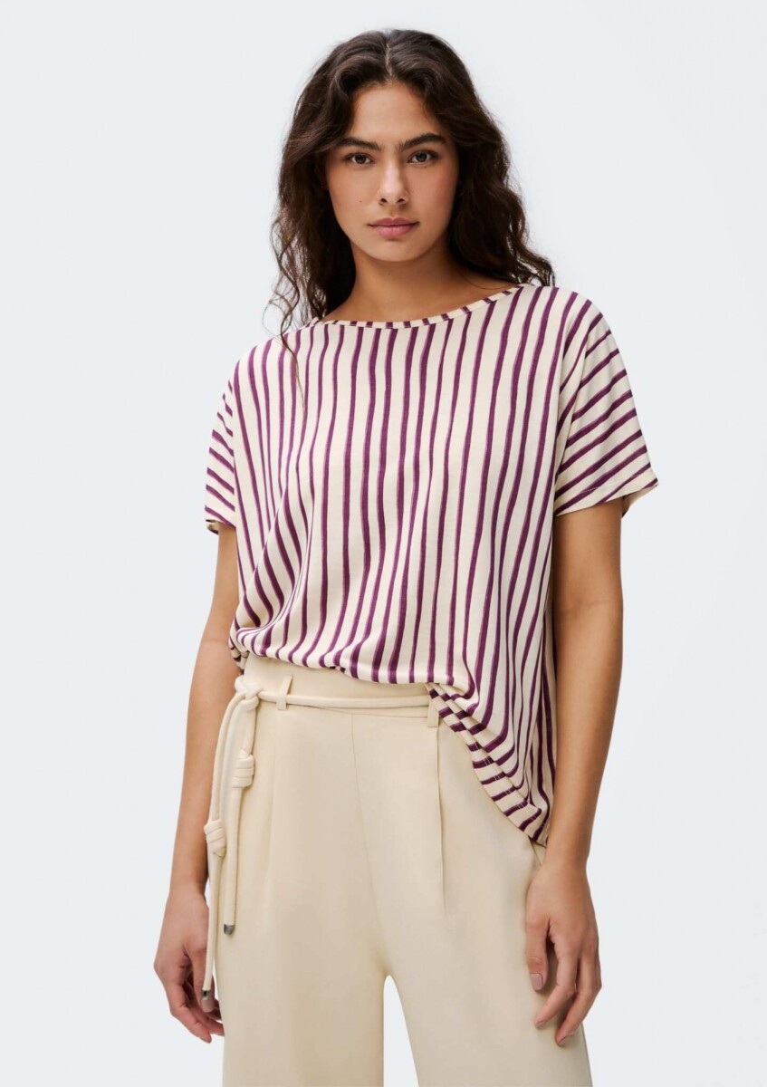 BLUSA ESTAMPADA DE MANGA CORTA - VIOLETA 