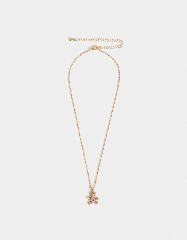 Cadena Corta con Dije Packaging especial Collar De Oso Con Strass - Dorado