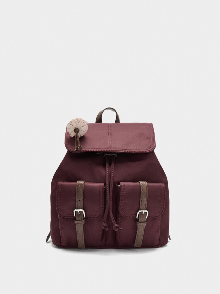 Mochila De Nylon Con Colgante burdeos