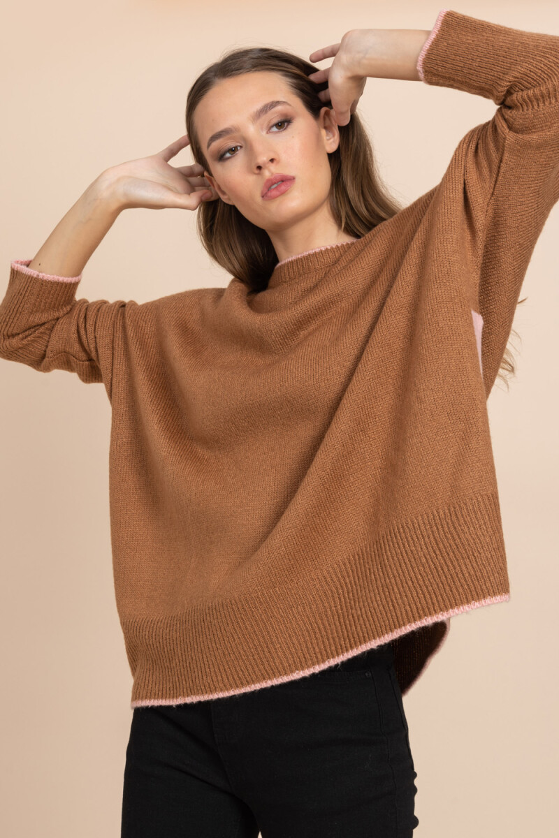 Sweater tejido con cortes - Camel 