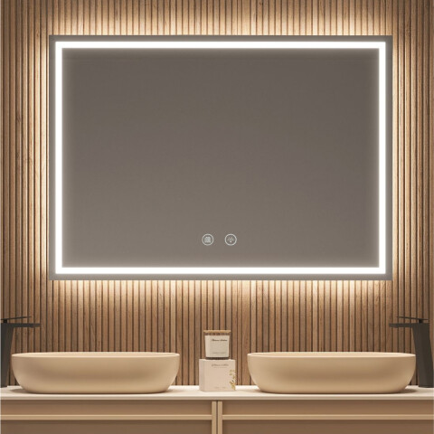 Espejo Rectangular Con Led Baño Led10 60 X 80cm Desempañador ESPEJO RECTANGULAR LED10 60X80