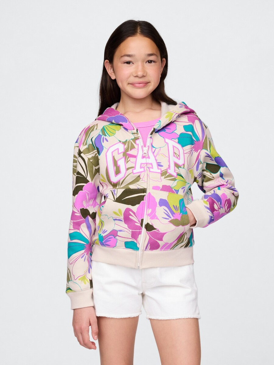 Buzo Canguro Logo Gap Sin Felpa Niña - Sp Floral Logo 