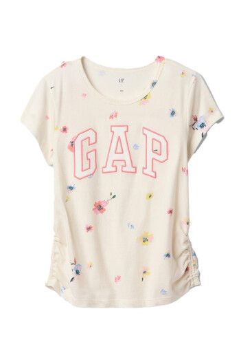 Remera Logo Gap Niña White Floral Print