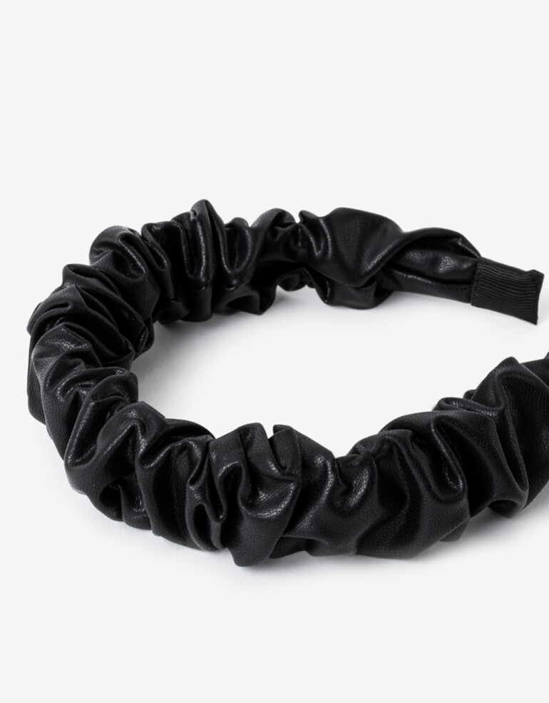 Vinchas Rígidas PU Vincha Rígida Con Frunces - Negro