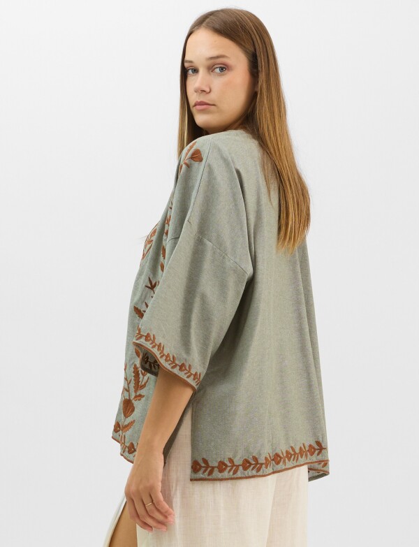 Cardigan Kimono Bordado OLIVA/MULTI