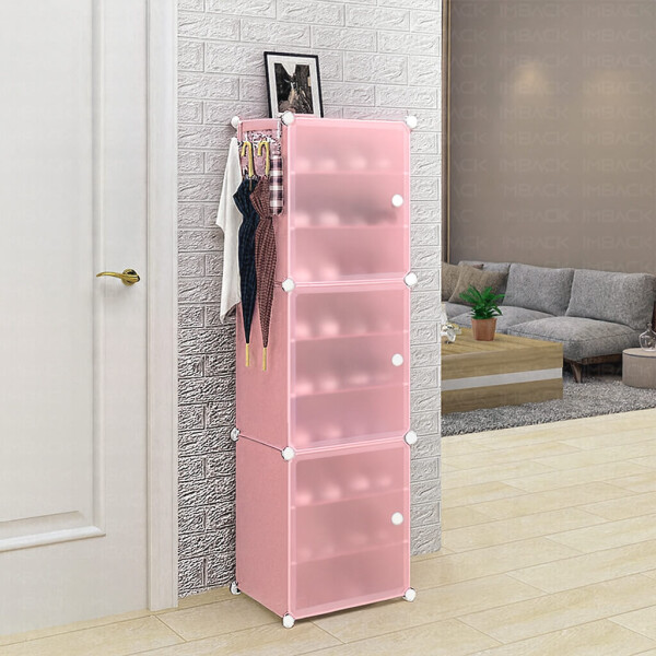 Armario Organizador de Zapatos IMBACK IBK-PLC007 | 3 Pisos, 3 Puertas Esmeriladas, Compacto y Versátil Rosa Armario Organizador de Zapatos IMBACK IBK-PLC007 | 3 Pisos, 3 Puertas Esmeriladas, Compacto y Versátil Rosa