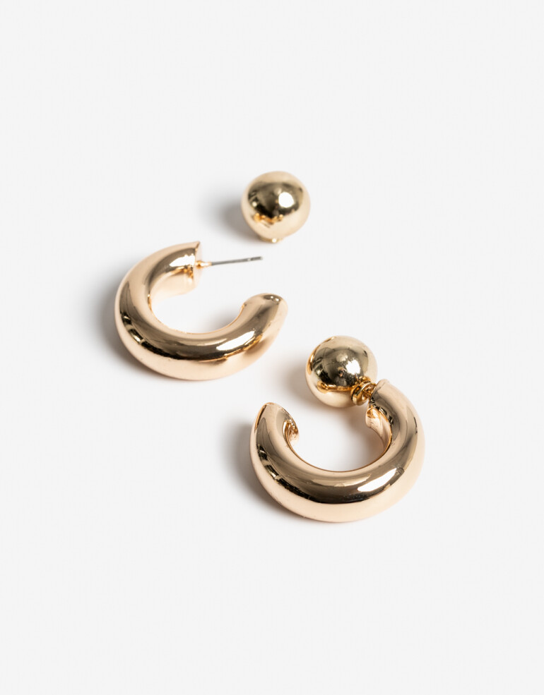 Aros Argollas Metal Argollas Metálicas Con Esfera - Dorado