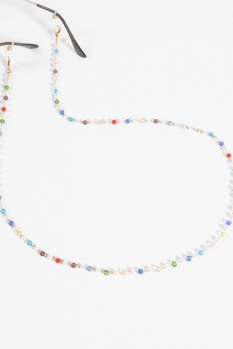 Correa para lentes acrílico y perlas multicolor