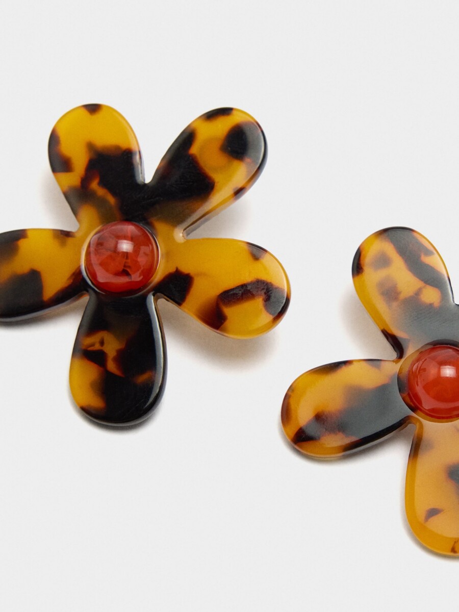 Pendientes De Flor Efecto Carey multicolor