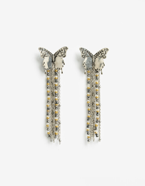 Aros Colgantes Largos Folk Aros Largos Mariposa Boho - Dorado Antique Gold