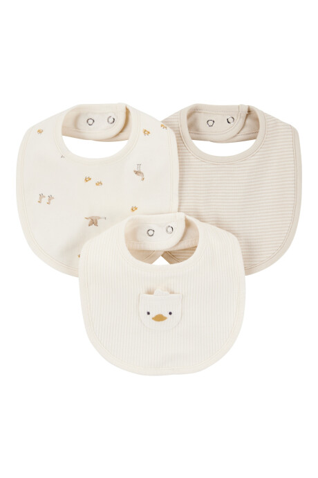 Pack tres baberos de algodón, diseño patito Sin color