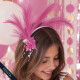 Vincha efecto pluma y aplique Rosado