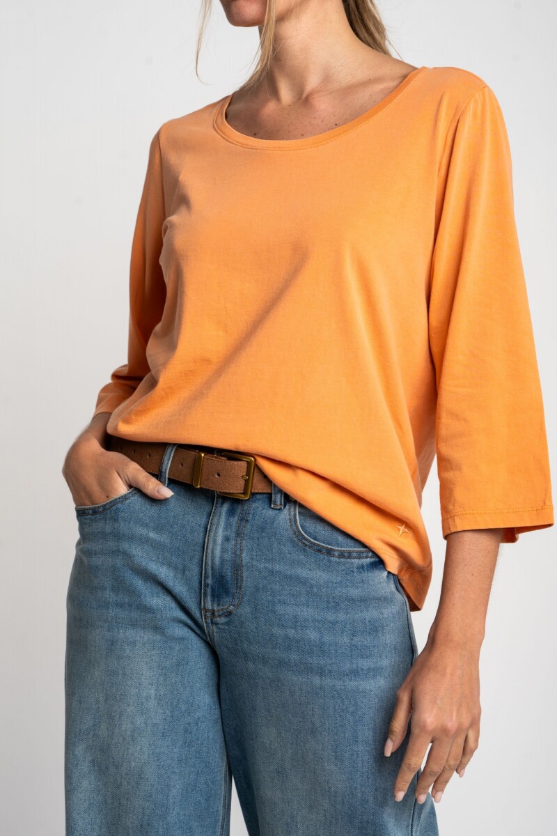 Remera Lavada Manga 3/4 Durazno