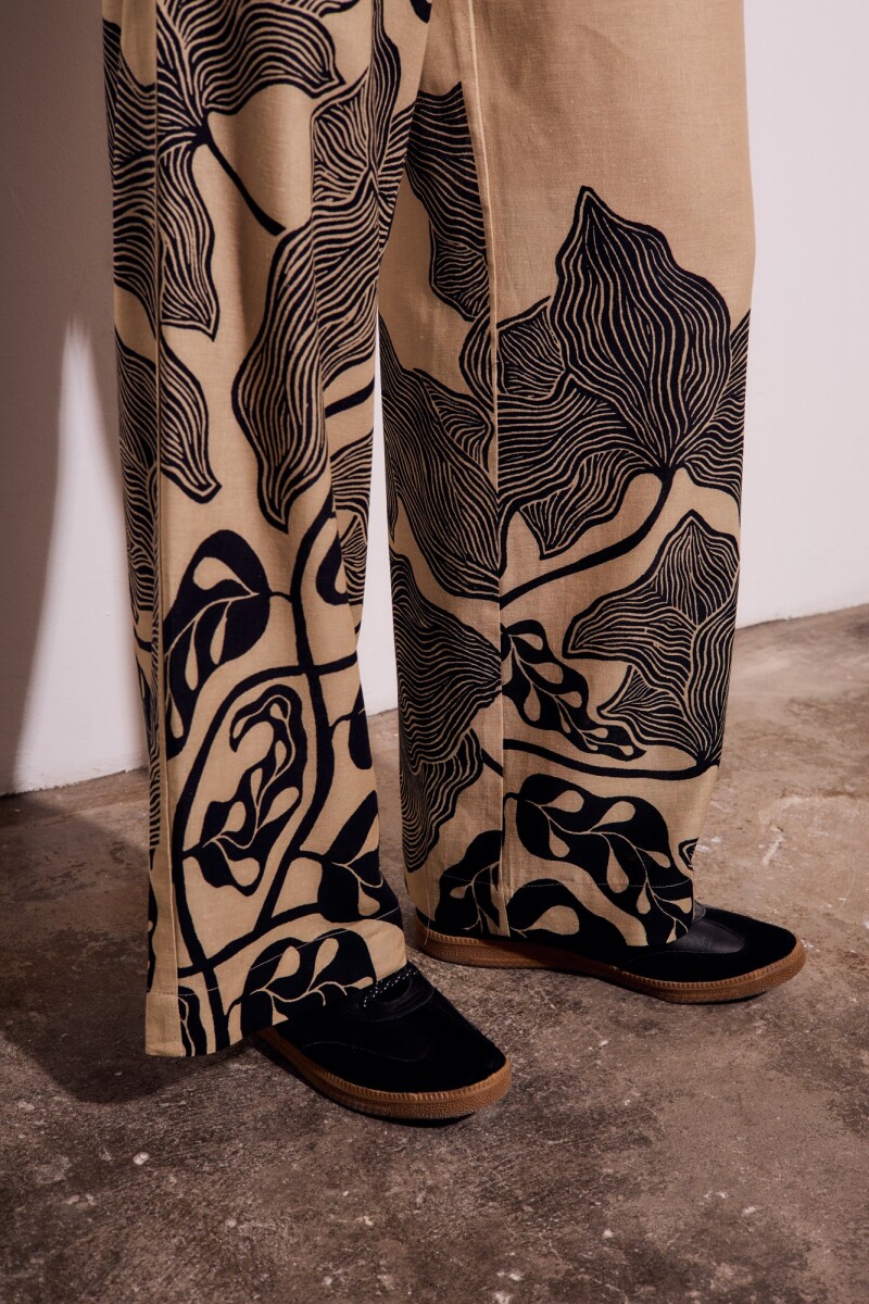 Pantalon Con Lino Print
