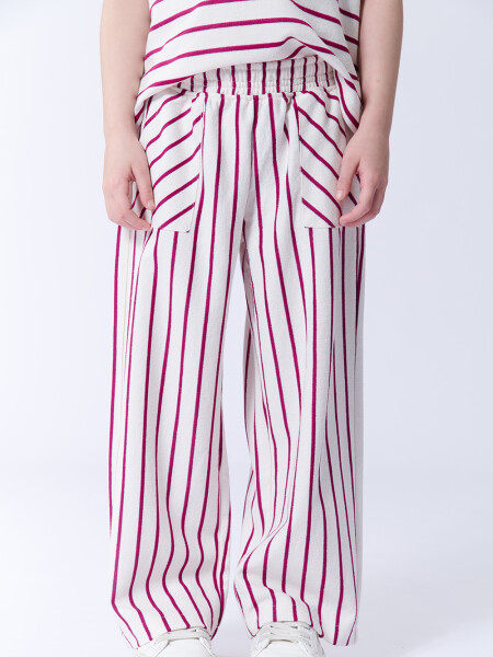 Pantalón con bolsillos rayas Fucsia