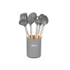 SET DE 6 UTENSILIOS C/MANGO MADERA GRIS