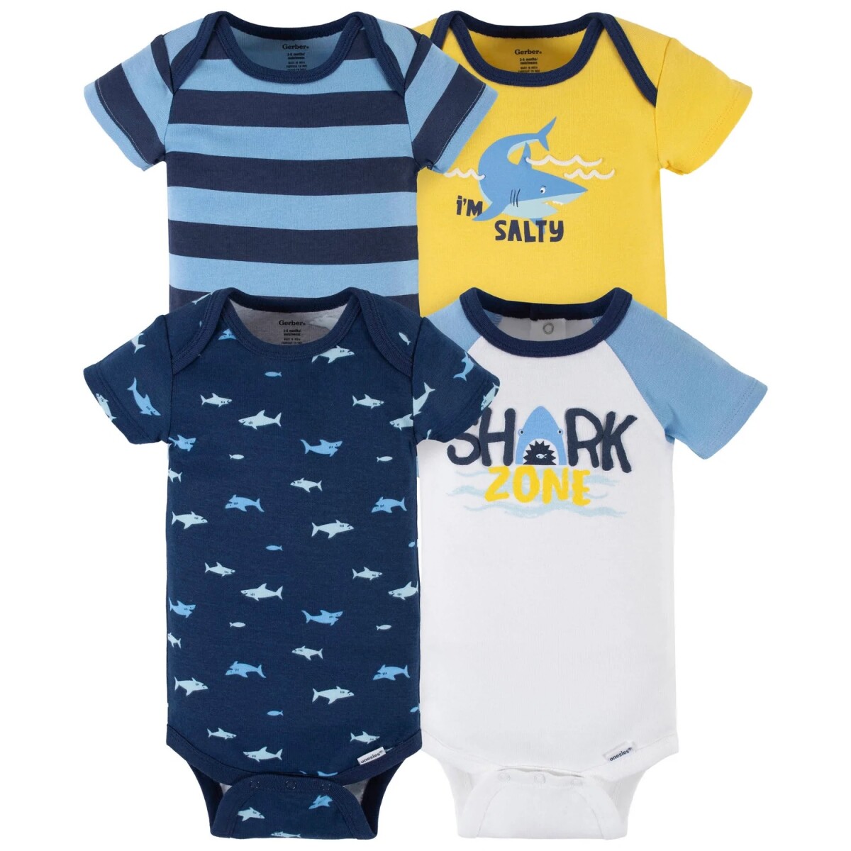 Set x4 Bodies manga corta - shark zone 