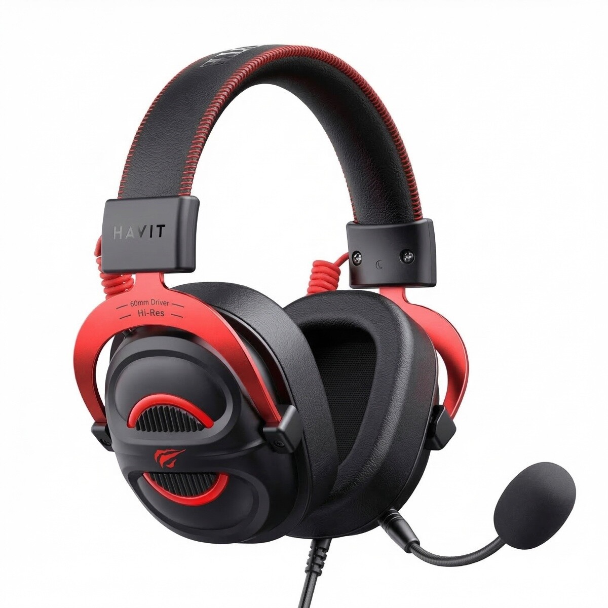AURICULARES HAVIT GAMING SERIES H2002E PRO NEGRO Y ROJO CON MICROFONO DESMONTABLE CON CABLE 