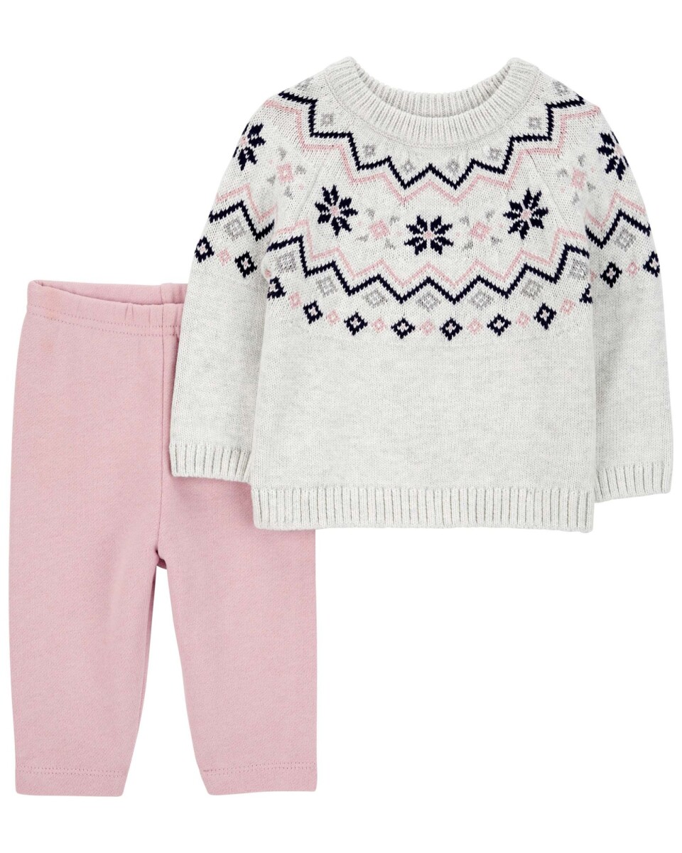Set dos piezas de algodón, pantalón y buzo de punto 