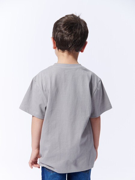 Remera Manga Corta Estampa Awesome Gris