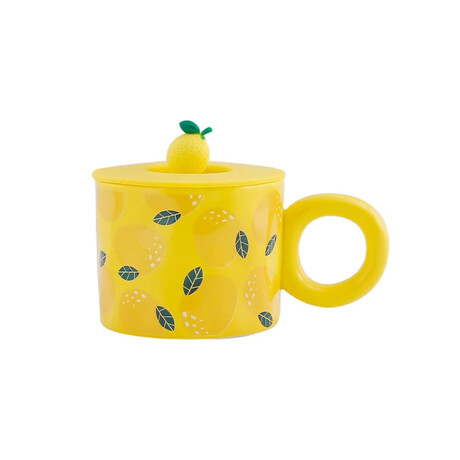 Taza De Cerámica Con Tapa Limones