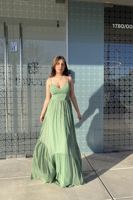Vestido largo con tiradores finos Eoisa Verde