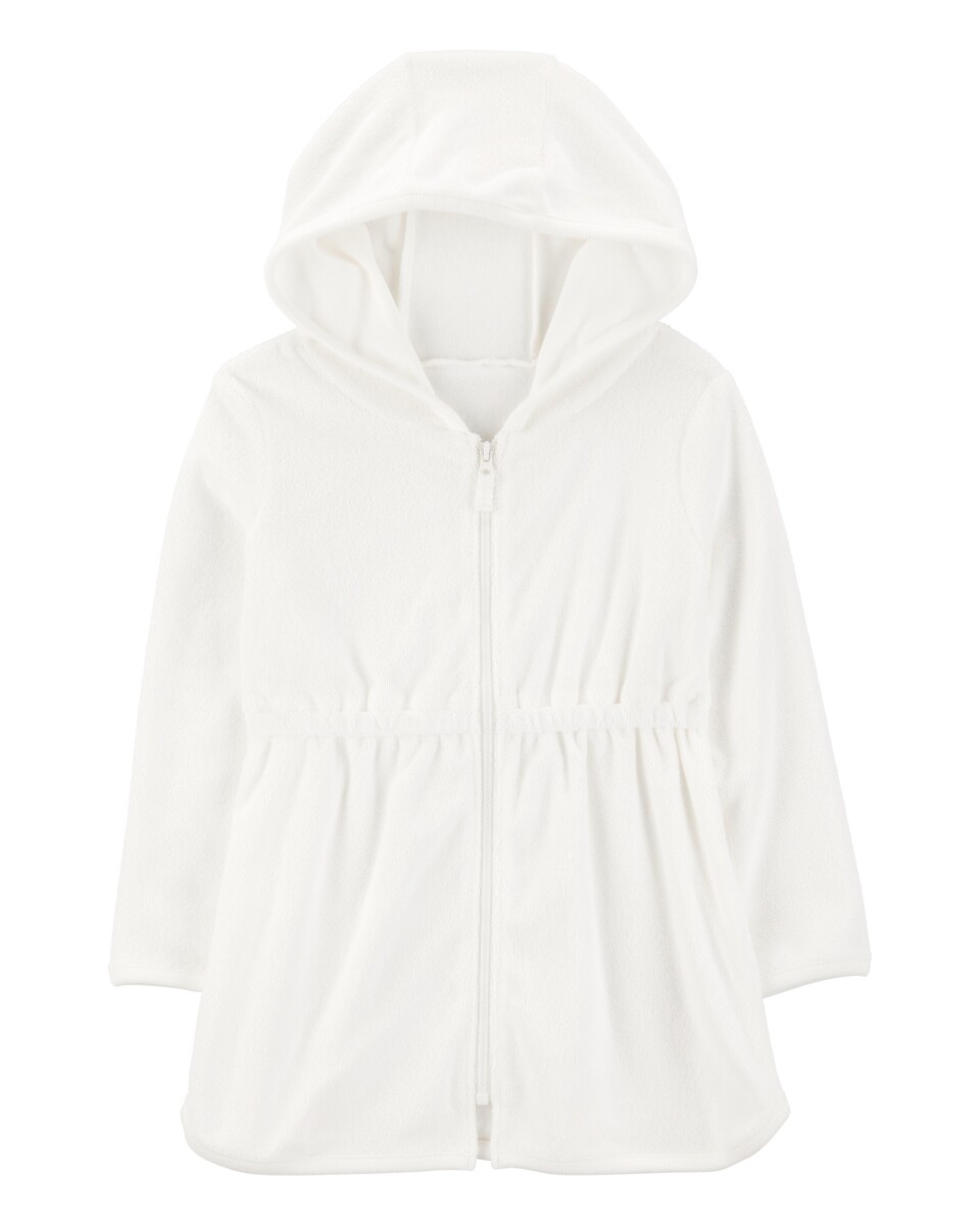 Bata de algodón terry, con capucha, blanca. Talles 2-5T 
