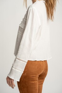 Blusa Encajes Algodón Nácar