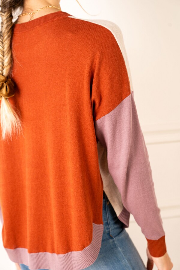 Sweater Color Block Ladrillo