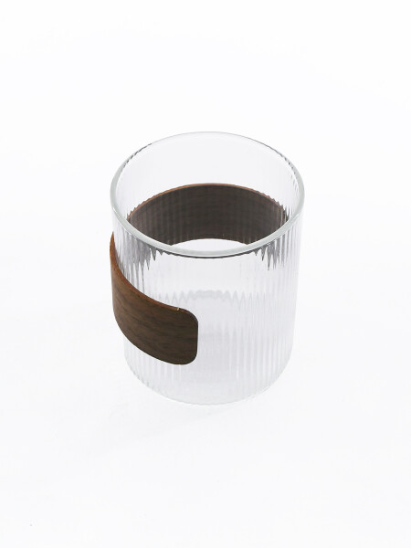 VASO LISTRADO CON MADERA TRANSPARENTE