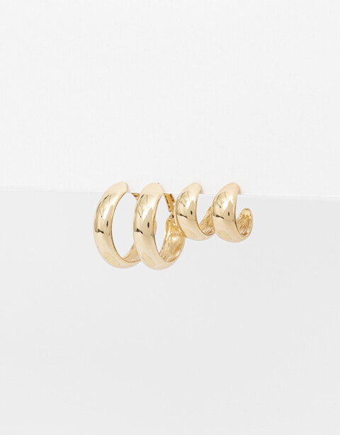 Aros Argollas Set Metal Set De Argollas Bold - Dorado