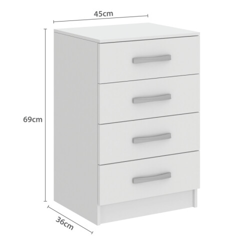 Comoda Cajonera para Dormitorio o Living de 4 Cajones - FE - Blanco Comoda Cajonera para Dormitorio o Living de 4 Cajones - FE - Blanco