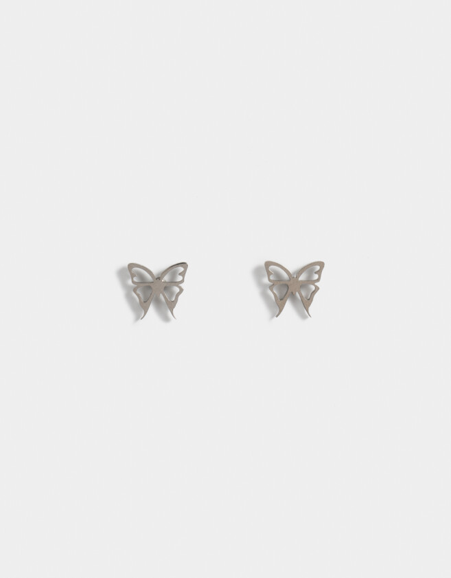 Aros Pasantes Acero quirúrgico Aros De Acero Quirúgico Mariposas - Plateado