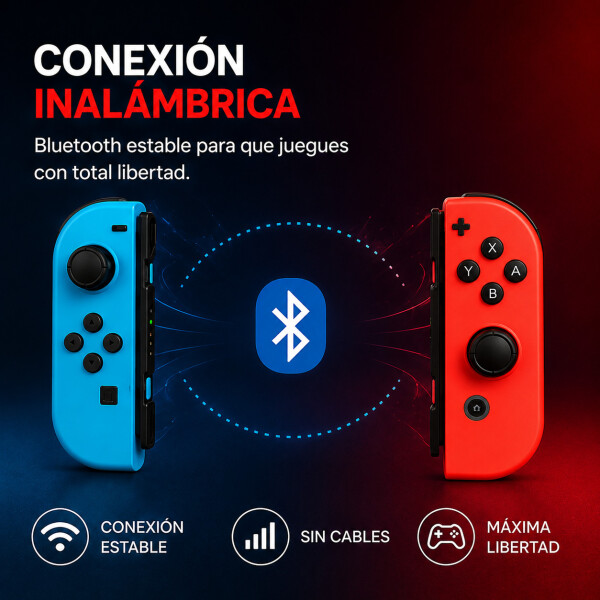 Control Joystick Para Nintendo Switch Inalámbrico Bluetooth Color Rojo y Azul.