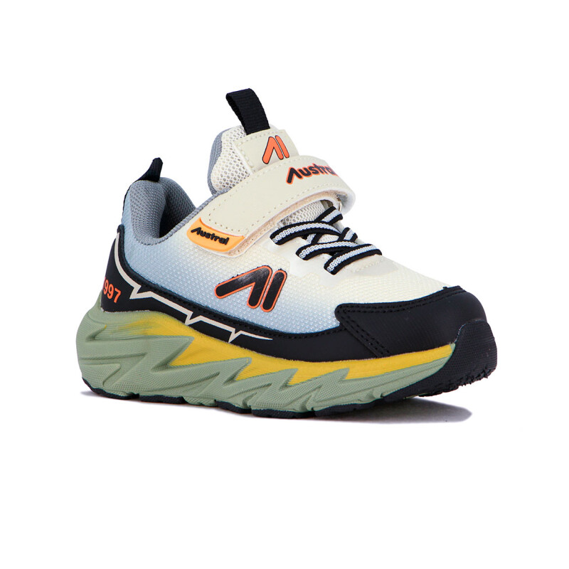 Austral Calzado Deportivo Niño C/Velcro y Cordon Elastico / Gris-Verde Gris-Verde