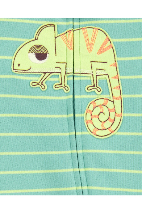 Pijama una pieza de algodón, con pie, diseño camaleón Sin color