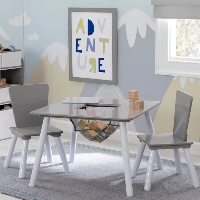 Set juego de mesa y organizador 6 contenedores Gris/Blanco con almacenaje Set juego de mesa y organizador 6 contenedores Gris/Blanco con almacenaje