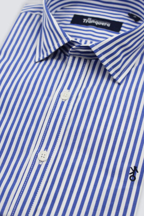 Camisa de Hombre Premium Cuello s/Botones Raya Azul 1