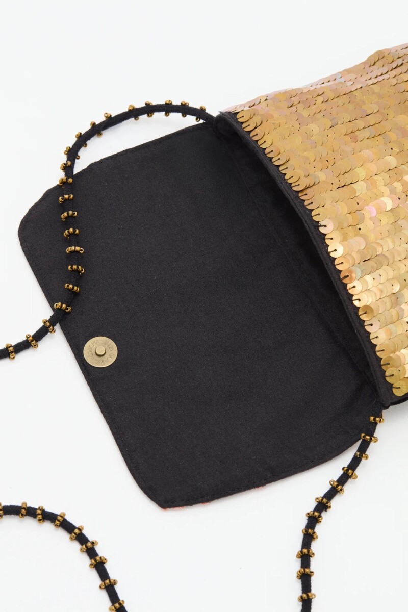 Cartera Mini Sequins Oro Viejo