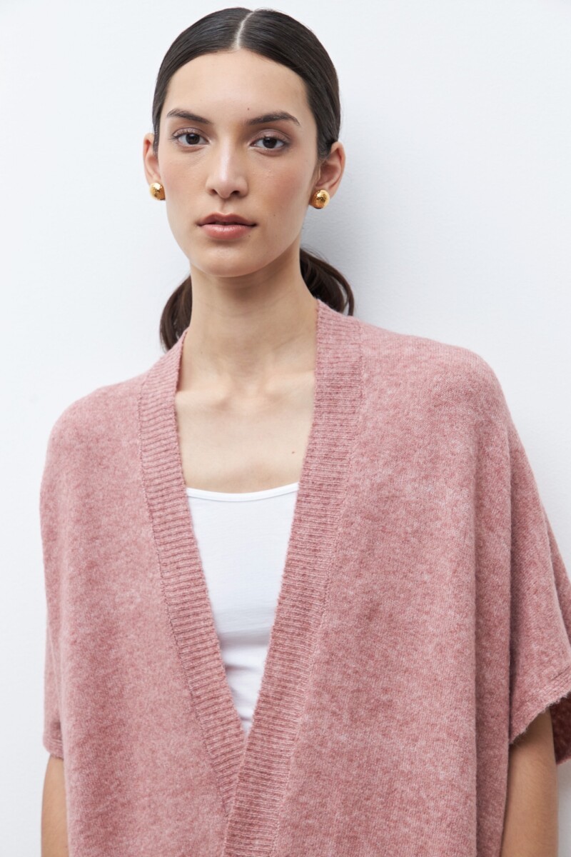 Ruana clásica rosa melange