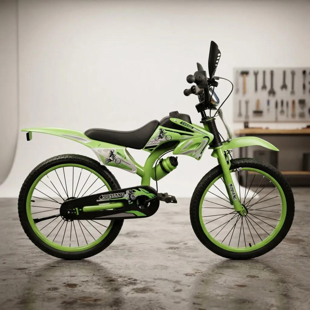 Bicicleta Estilo Moto Cross con Roncador Rodado 20" VERDE