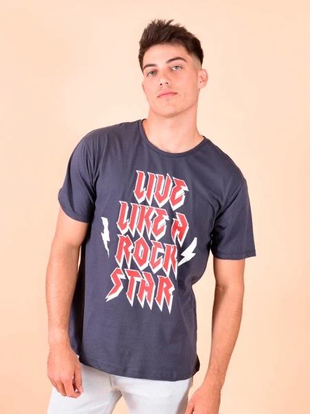 REMERA STAR GRIS OSCURO