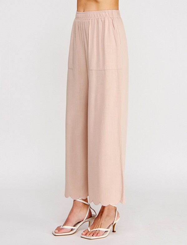 Pantalon Lino Festoneado BEIGE