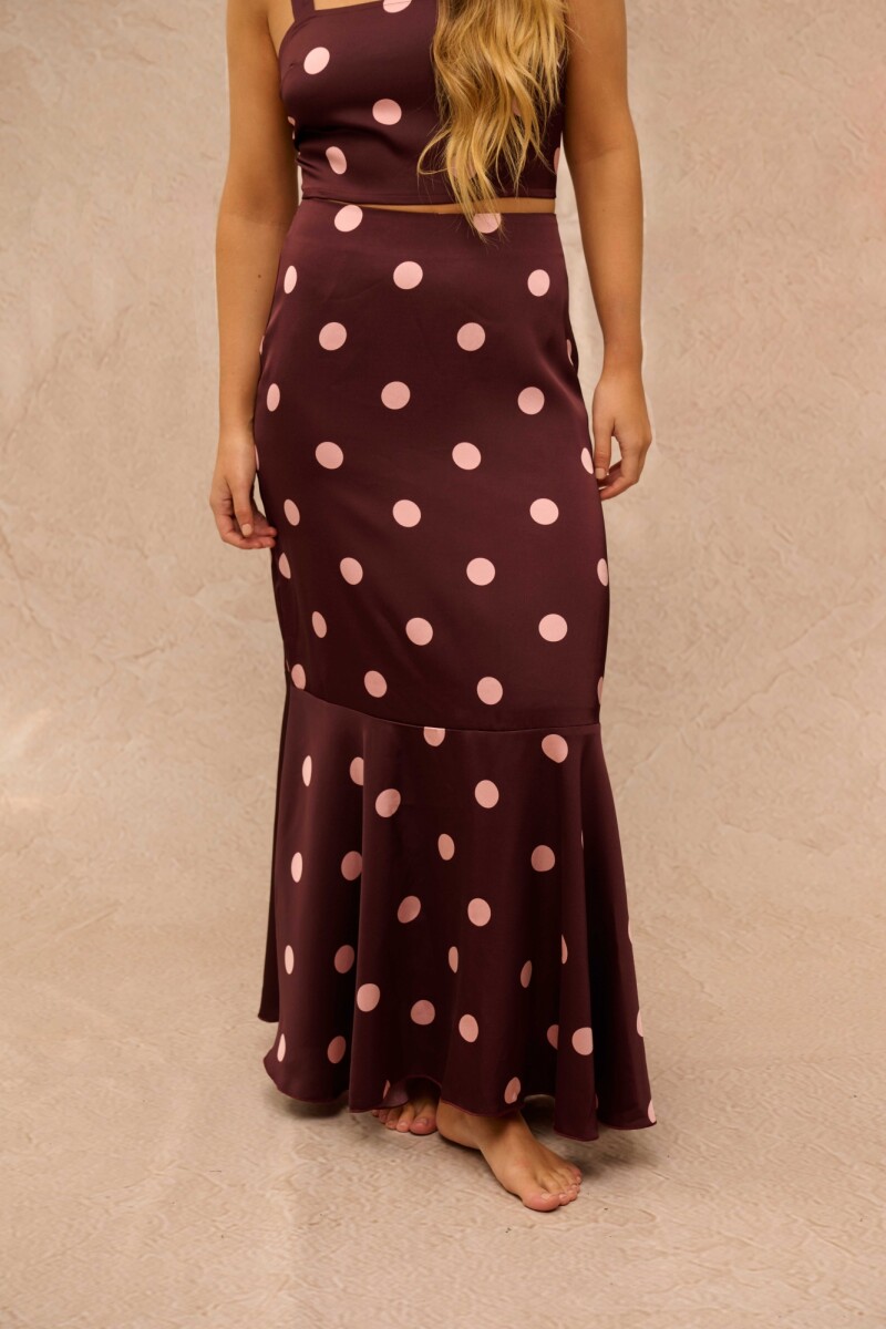 FALDA ALIRA ESTAMPADO CIRUELA LUNARES FALDA ALIRA ESTAMPADO CIRUELA LUNARES
